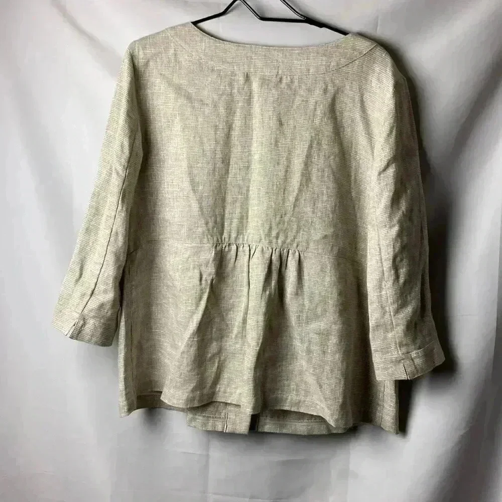 J. JILL WO SIZE‎ LARGE  LINEN LIGHTWEIGHT OATMEAL COLOR SILVER METALLIC THREAD